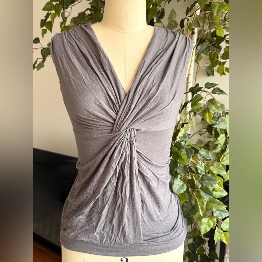 Grey Soft Knot Blouse Tank Top Y2K 2000s